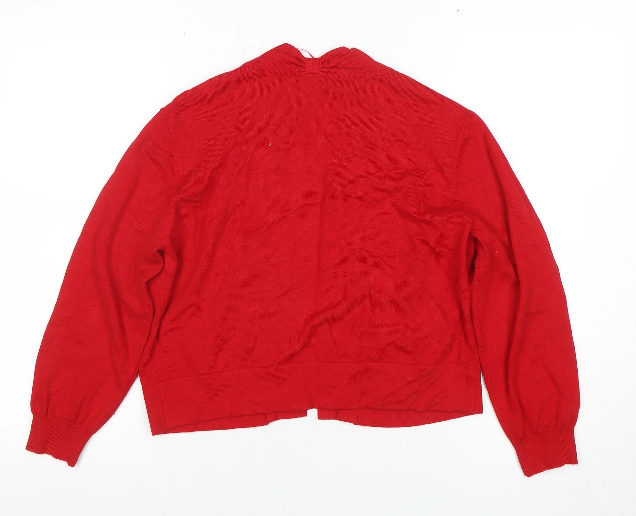 Roman Women's Red V-Neck Knit Long Sleeve Cardigan Size 14 - Image 3