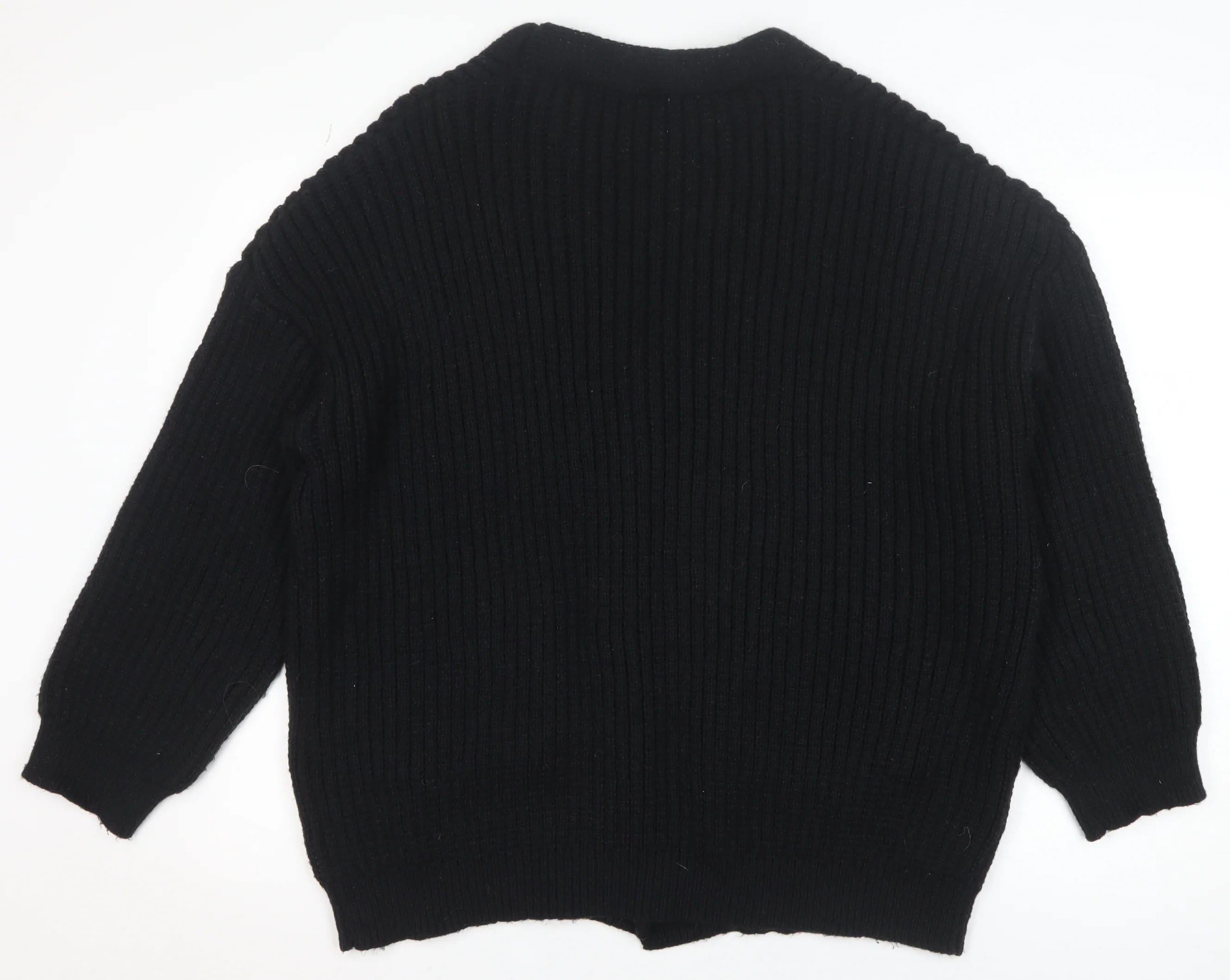 ROMWE Women's Black Chunky Knit Button Cardigan Size 12 - Image 3