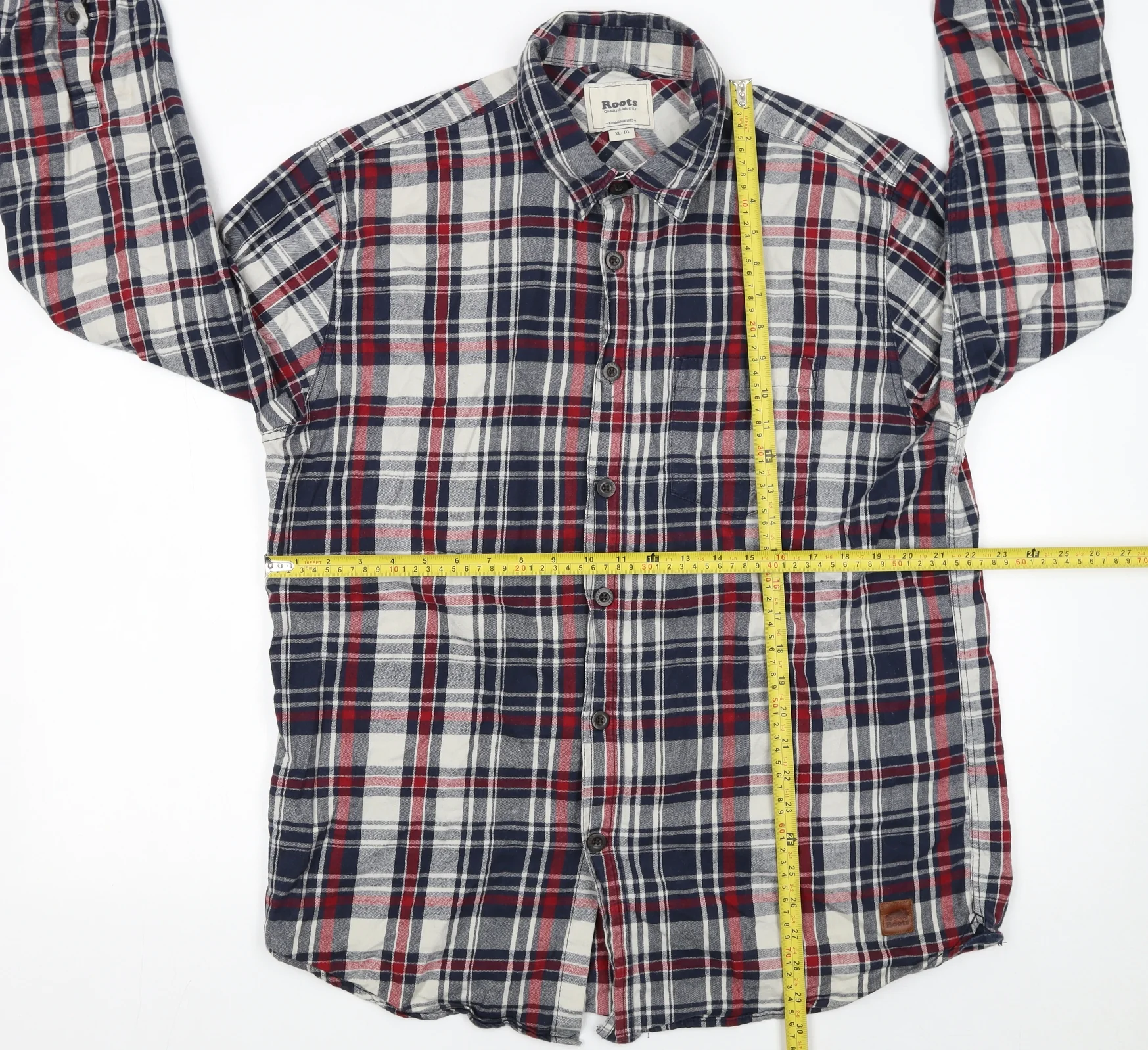 Roots Men's Multicoloured Plaid Flannel Button-Up Shirt XL - Image 2