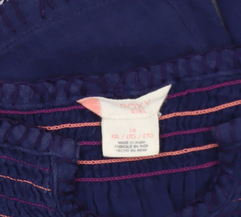 Roxy Girls Blue Cotton Long Sleeve Tunic Blouse Size 16 Years - Image 5