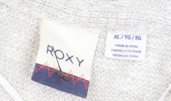 Roxy Women Beige Open Knit Long Sleeve Cardigan XL - Image 4