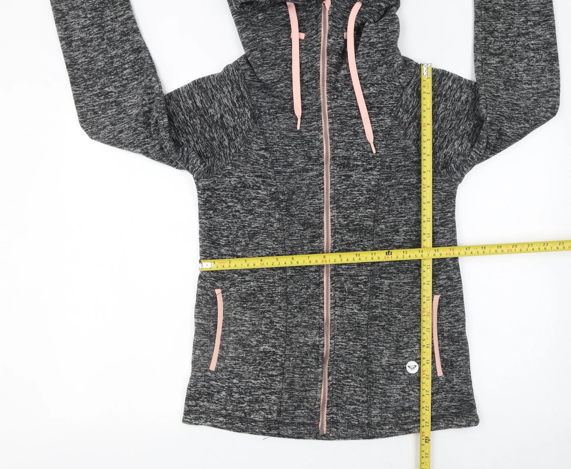 Roxy Women's Grey Full Zip Hoodie Small Polyester Hooded Sweatshirt - Image 2