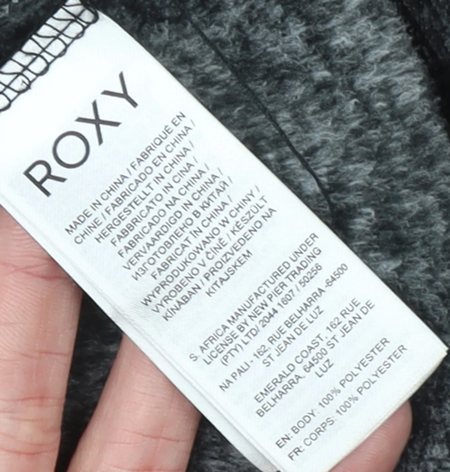 Roxy Women's Grey Full Zip Hoodie Small Polyester Hooded Sweatshirt - Image 5