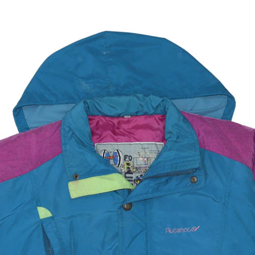 Rucanor Women Blue Pink Hooded Puffer Jacket Size M Retro 90s Style - Image 8