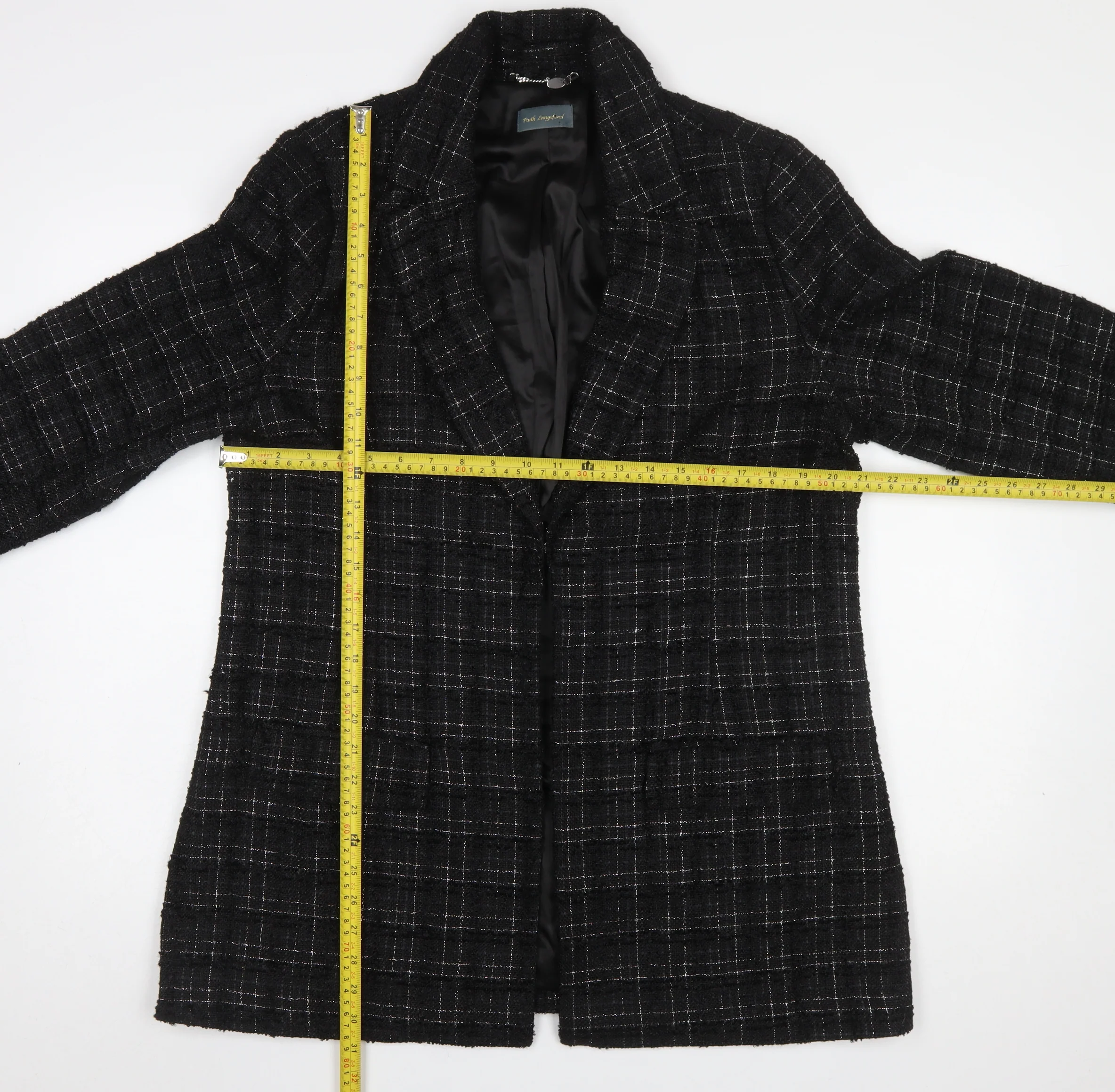 Ruth Langsford Women's Black Check Bouclé Blazer Jacket Size 18 - Image 2