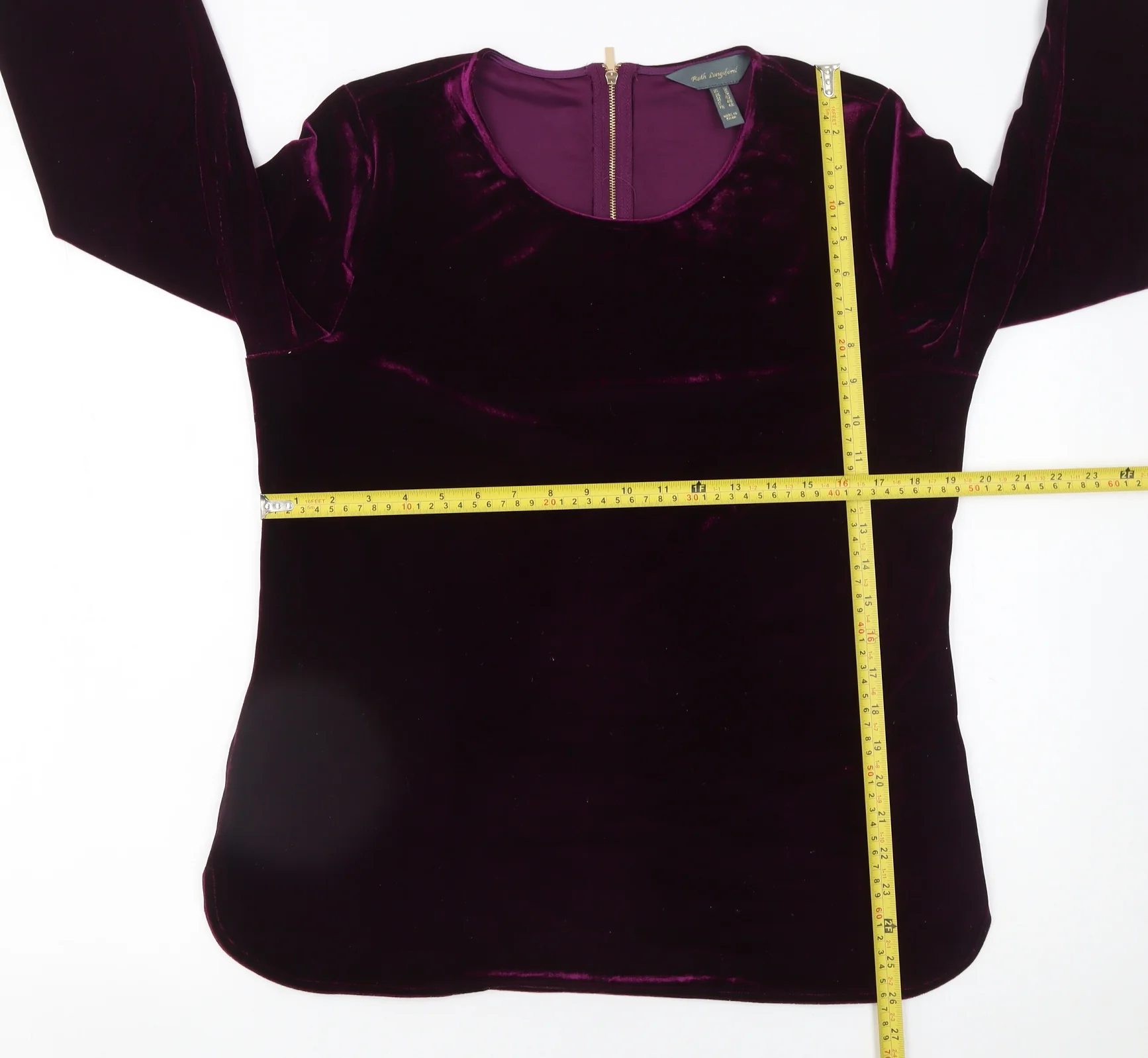 Ruth Langsford Women's Purple Velvet Long Sleeve Blouse UK 16 - Image 2