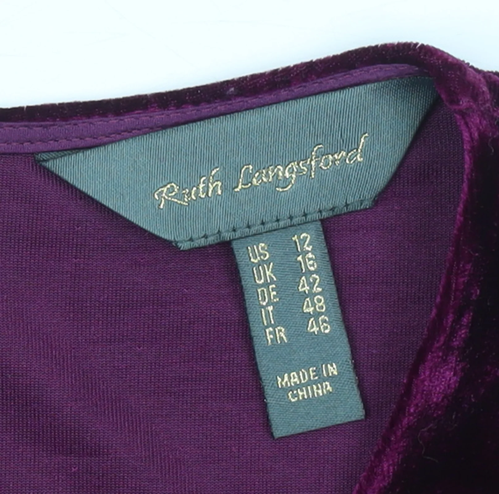 Ruth Langsford Women's Purple Velvet Long Sleeve Blouse UK 16 - Image 4