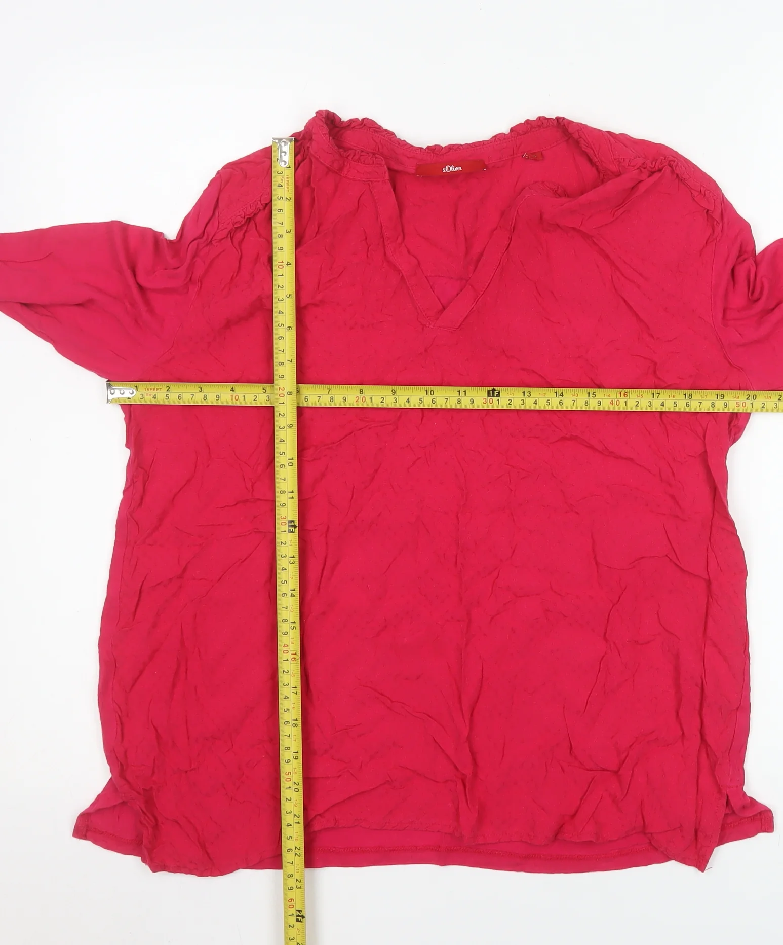 s.Oliver Women's Red Viscose Long Sleeve Tunic Blouse Size 14 - Image 2