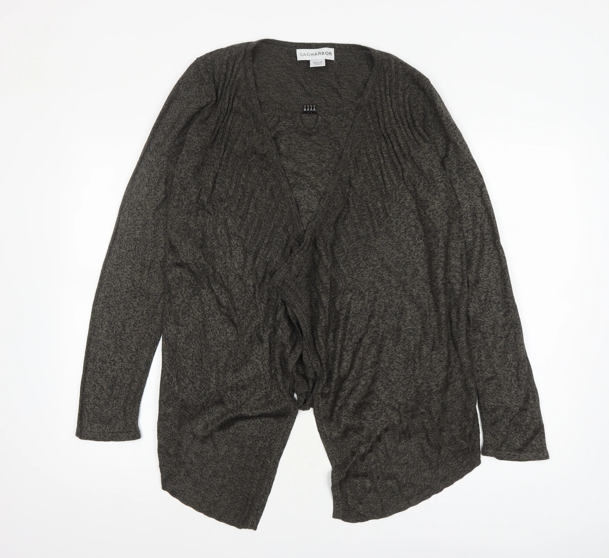 Sag Harbor Women's Grey Knit Open Cardigan Size M
