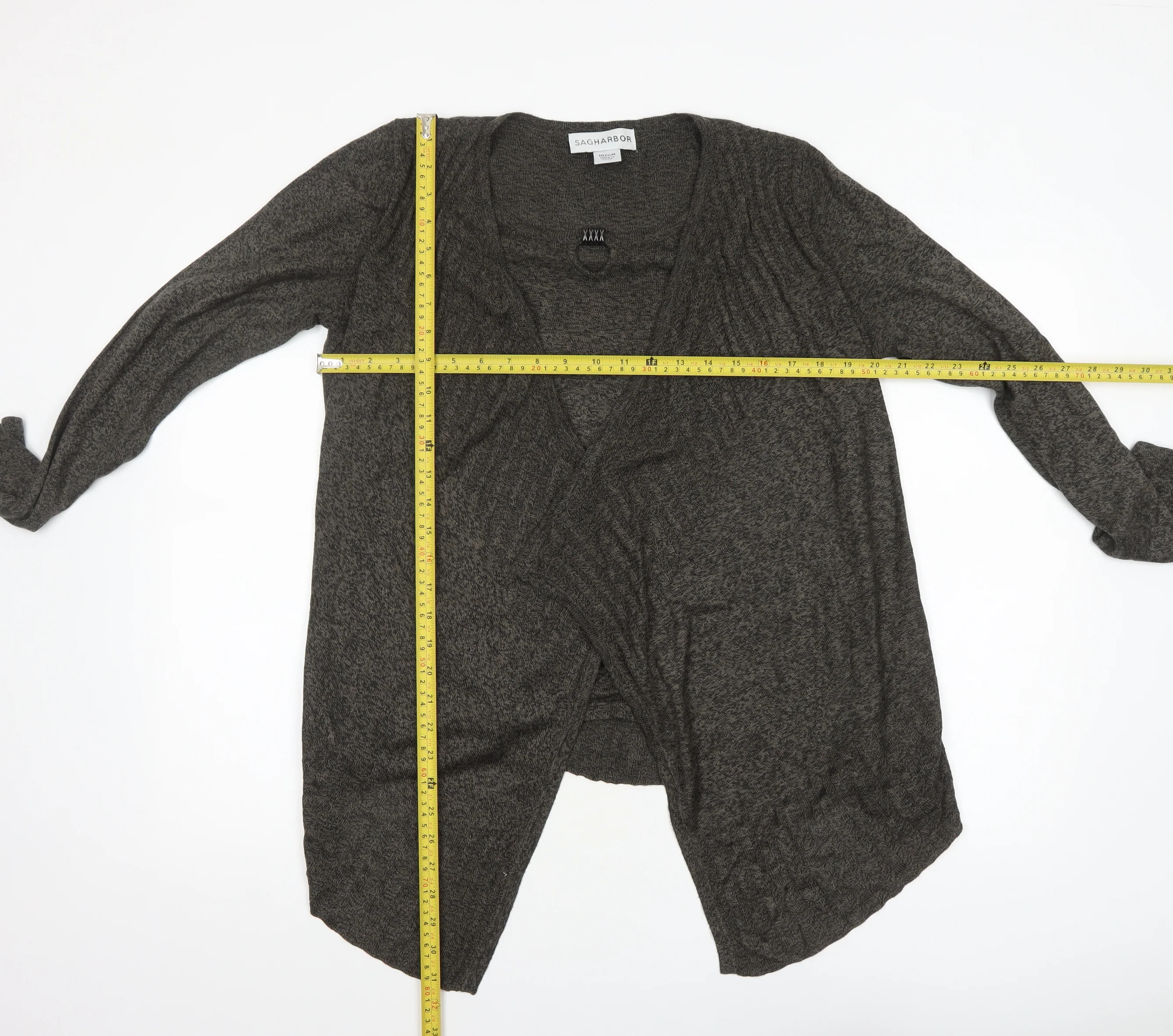 Sag Harbor Women's Grey Knit Open Cardigan Size M - Image 2