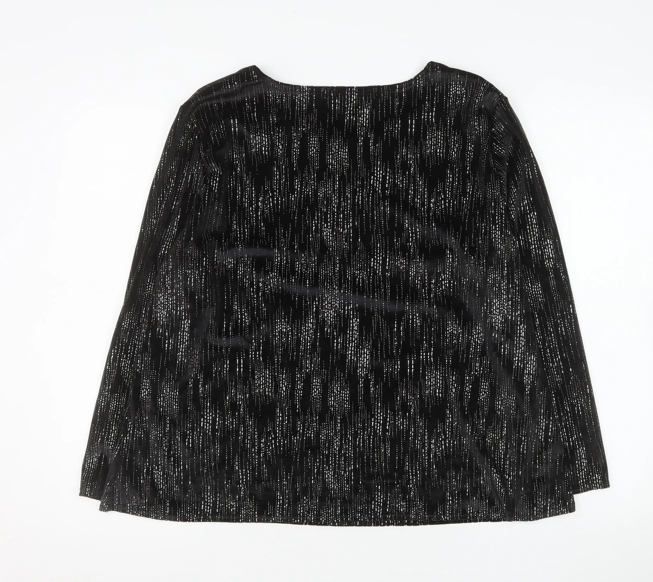 Saloos Women’s Black Glitter Velvet Tunic Blouse Size 20 Long Sleeve - Image 3