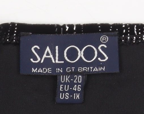 Saloos Women’s Black Glitter Velvet Tunic Blouse Size 20 Long Sleeve - Image 5