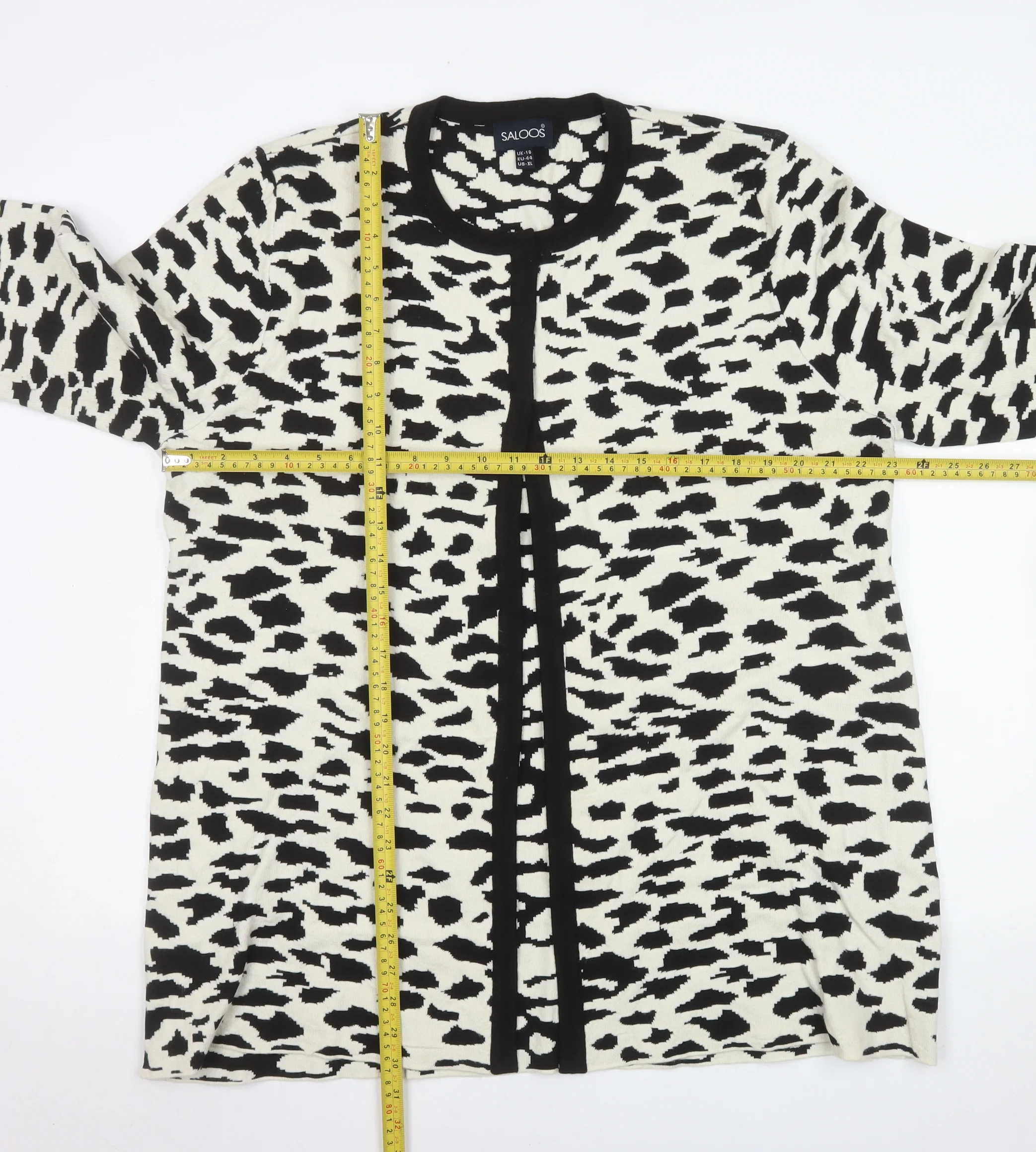 Saloos Women's Black White Animal Print Long Sleeve Cardigan Size 18 - Image 2