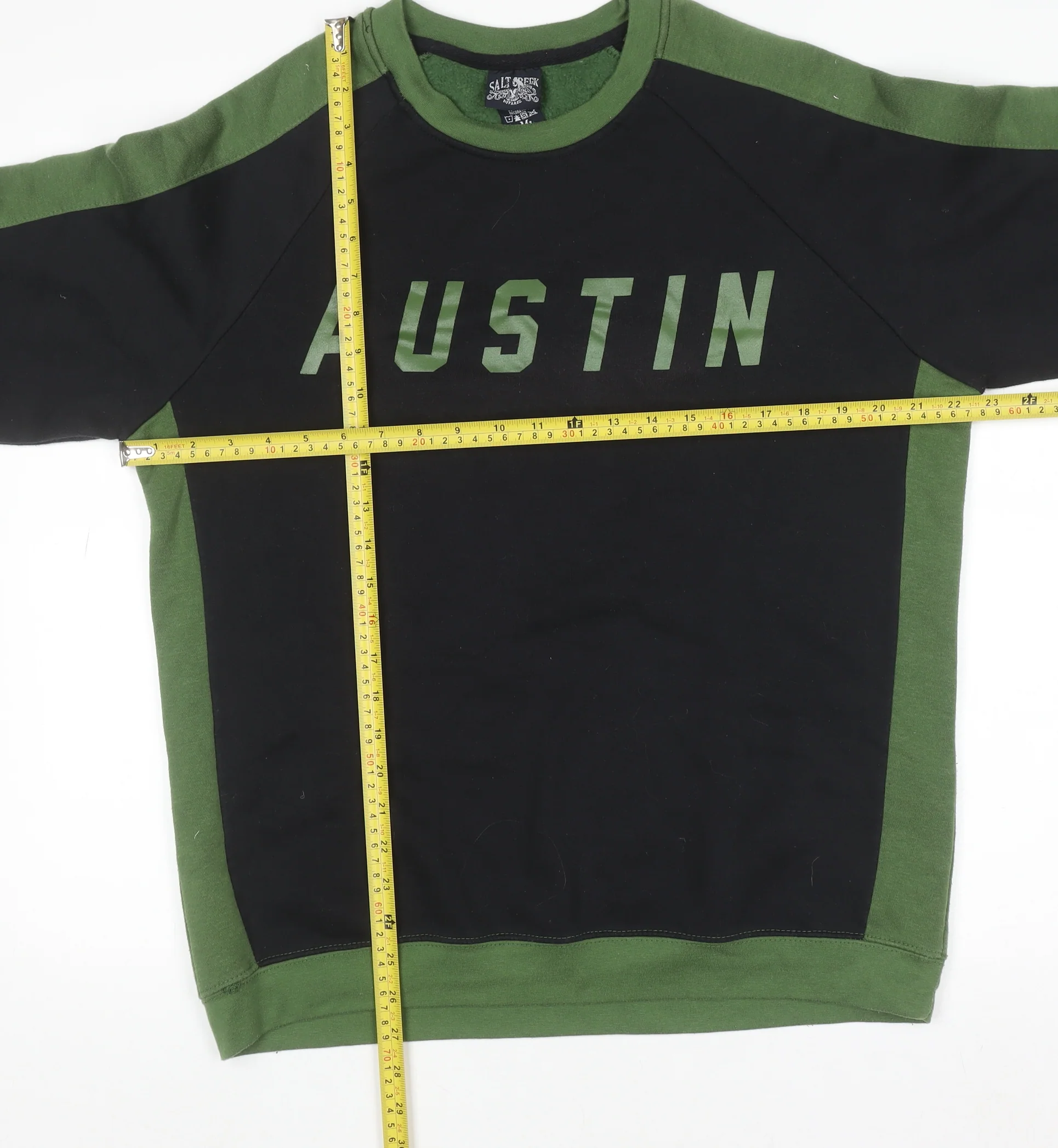 Salt Creek Men's Black Green Austin Crew Neck Sweatshirt M - Image 2