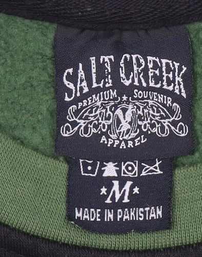 Salt Creek Men's Black Green Austin Crew Neck Sweatshirt M - Image 5