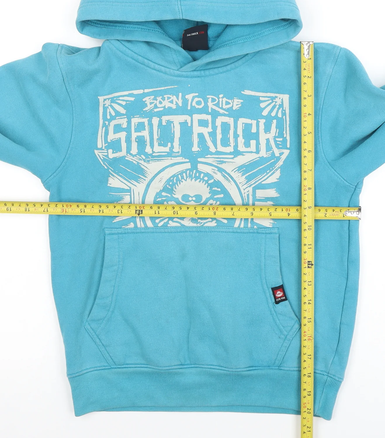 Saltrock Boys Blue Pullover Hoodie 7-8 Years Graphic Print Cotton Blend - Image 2