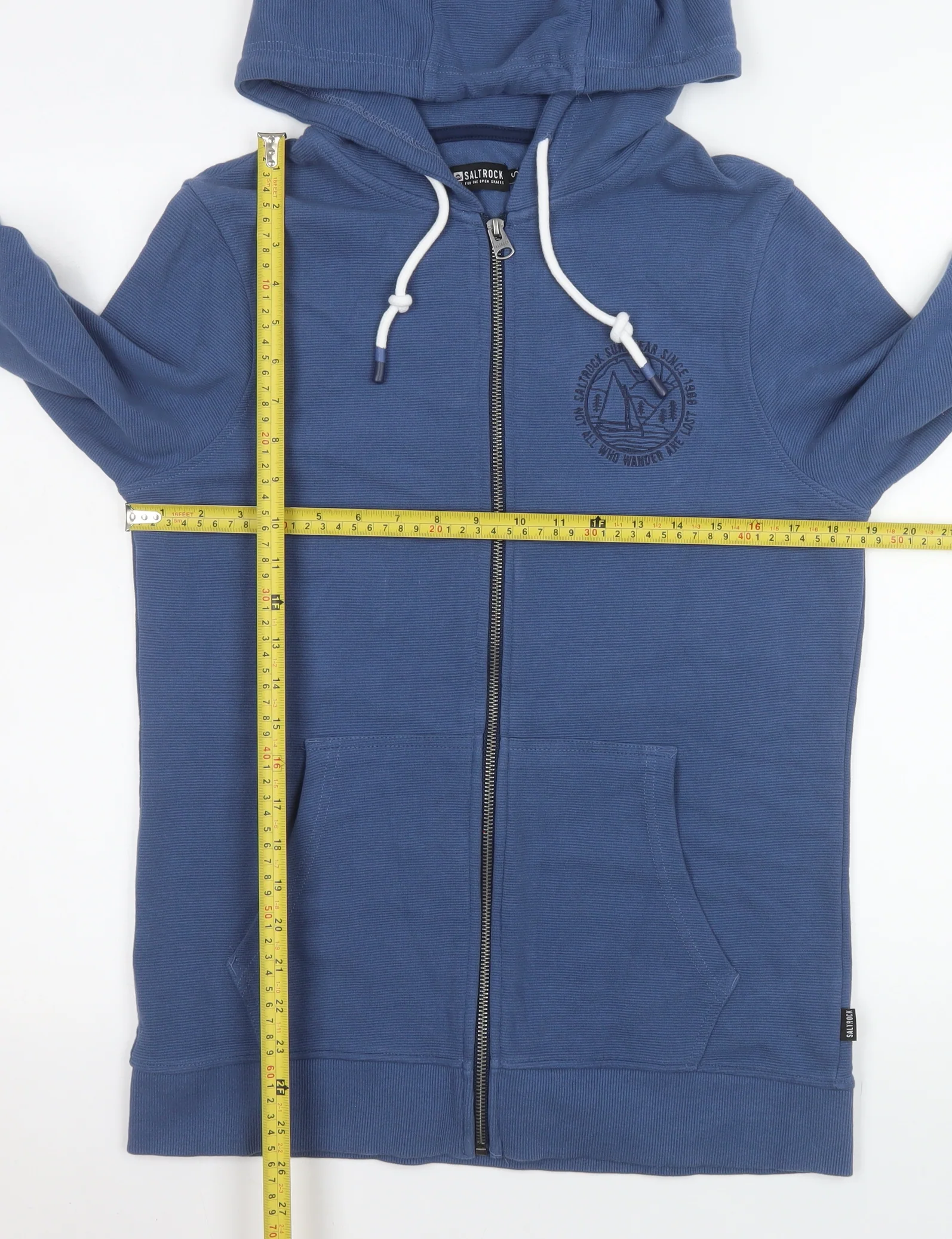 Saltrock Men's Blue Hooded Full Zip Cotton Jacket S - Image 2