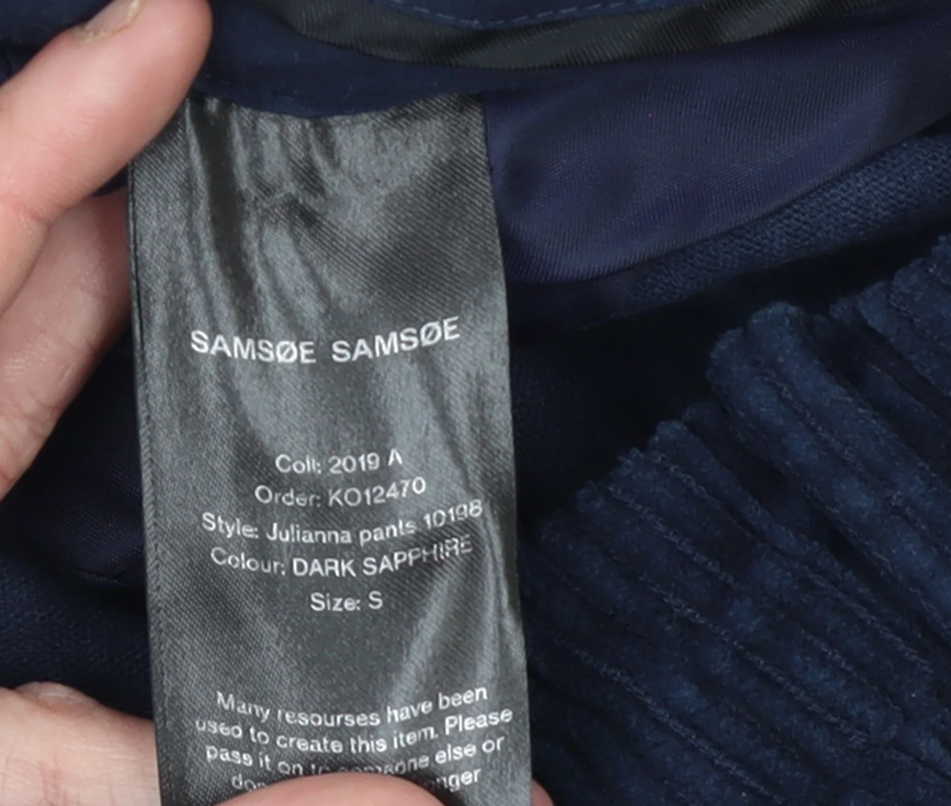 Samsøe Samsøe Women’s Blue Corduroy Trousers Size S - Image 4
