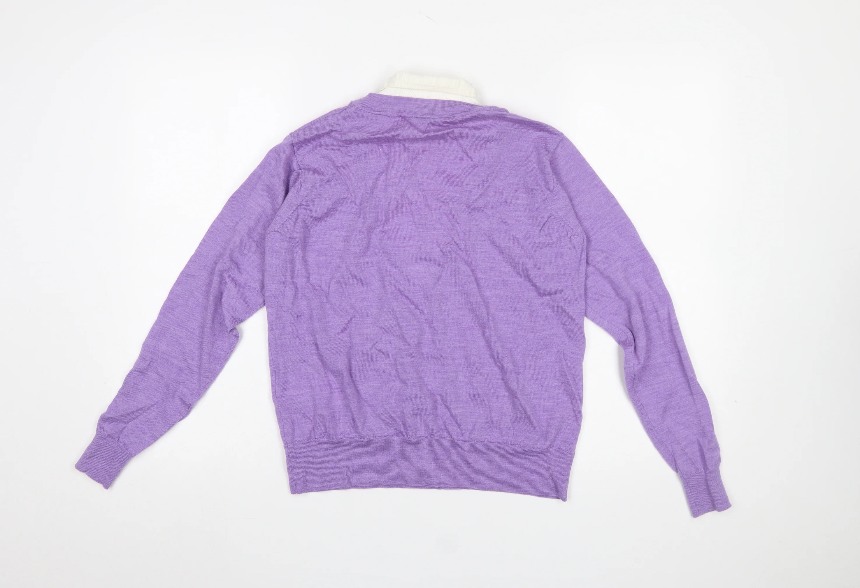 Sandro Women Purple V-Neck Wool Jumper Size 10 - Image 3
