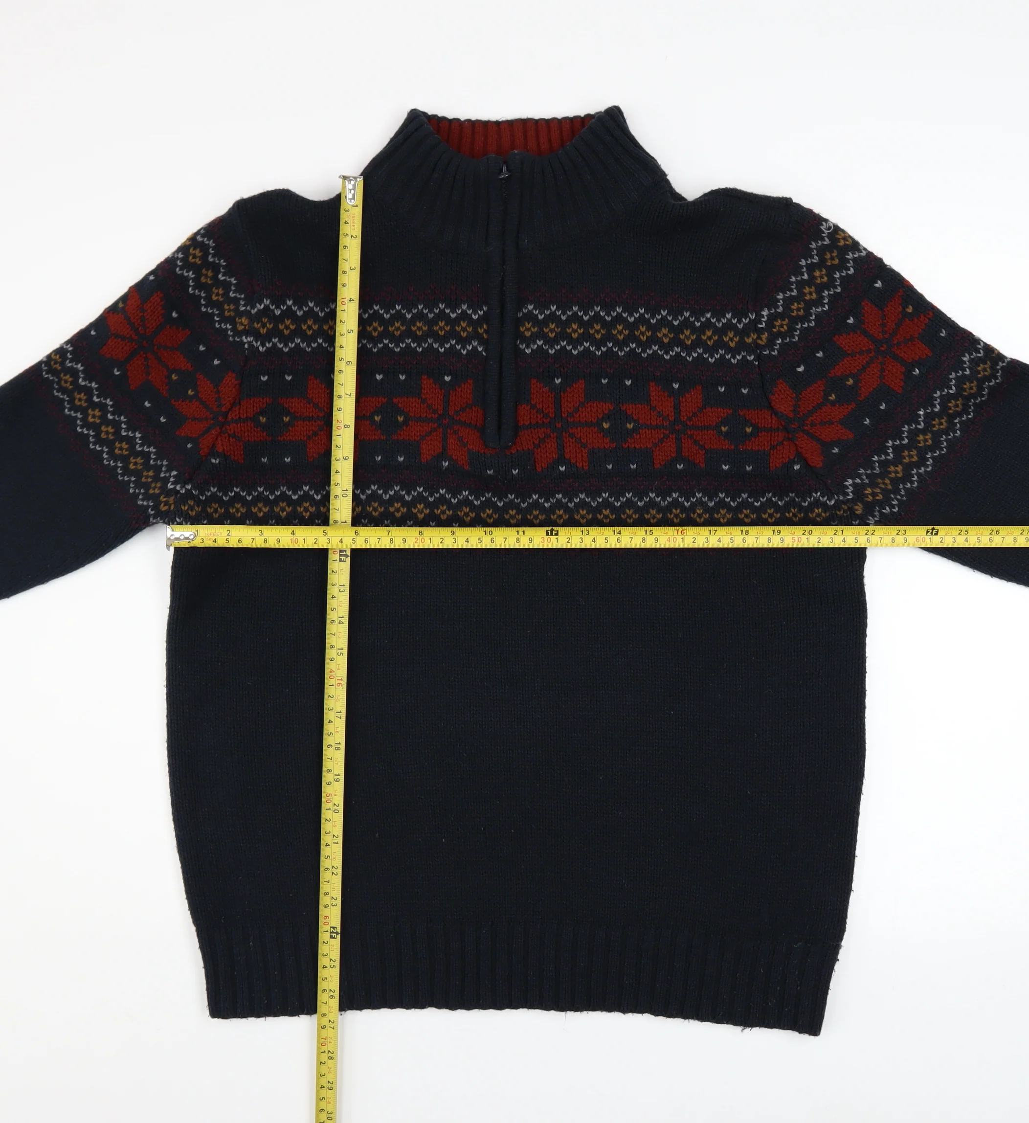 Sandstone Mens Blue Fair Isle 1/2 Zip Winter Jumper Size L - Image 2