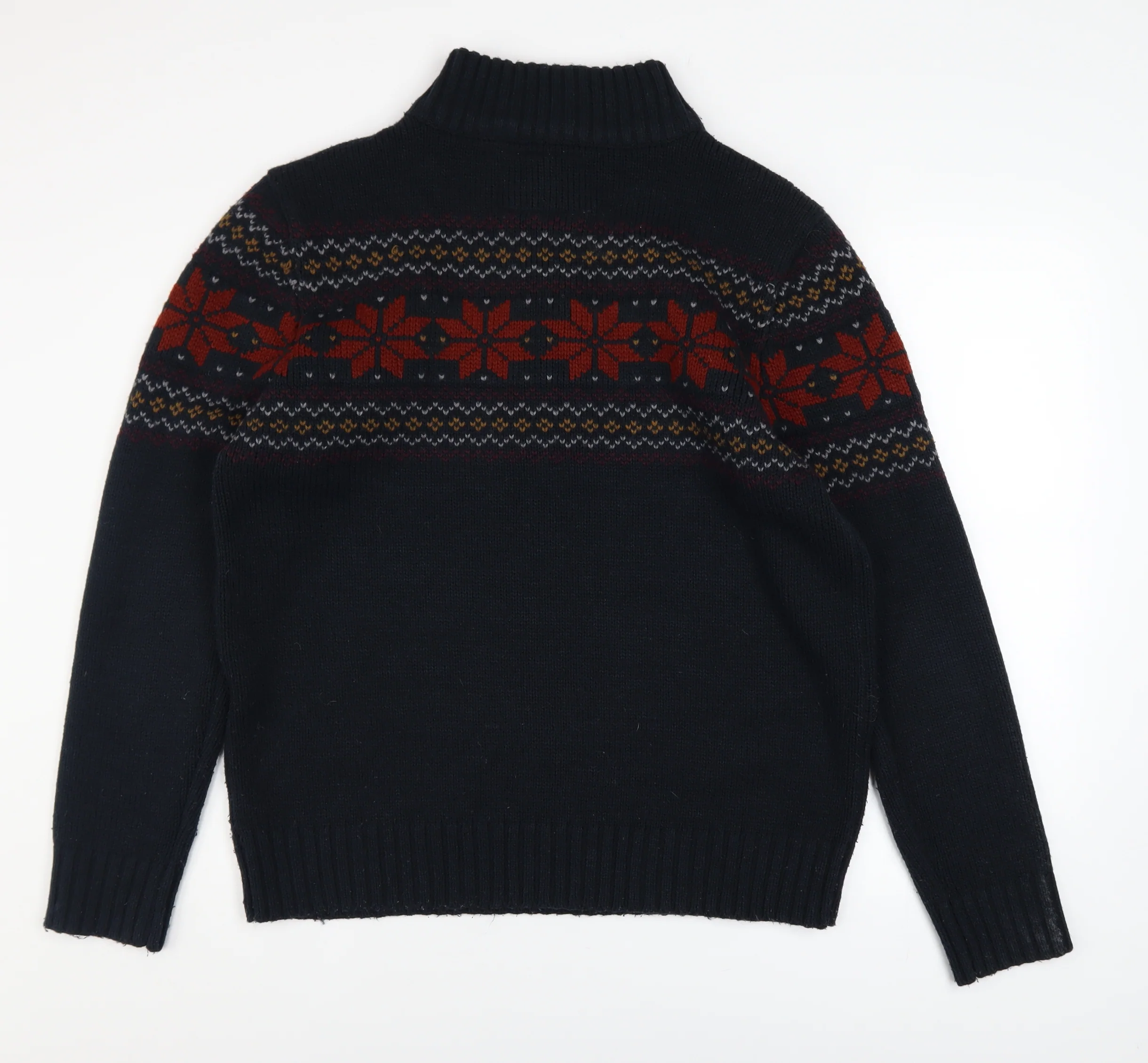 Sandstone Mens Blue Fair Isle 1/2 Zip Winter Jumper Size L - Image 3