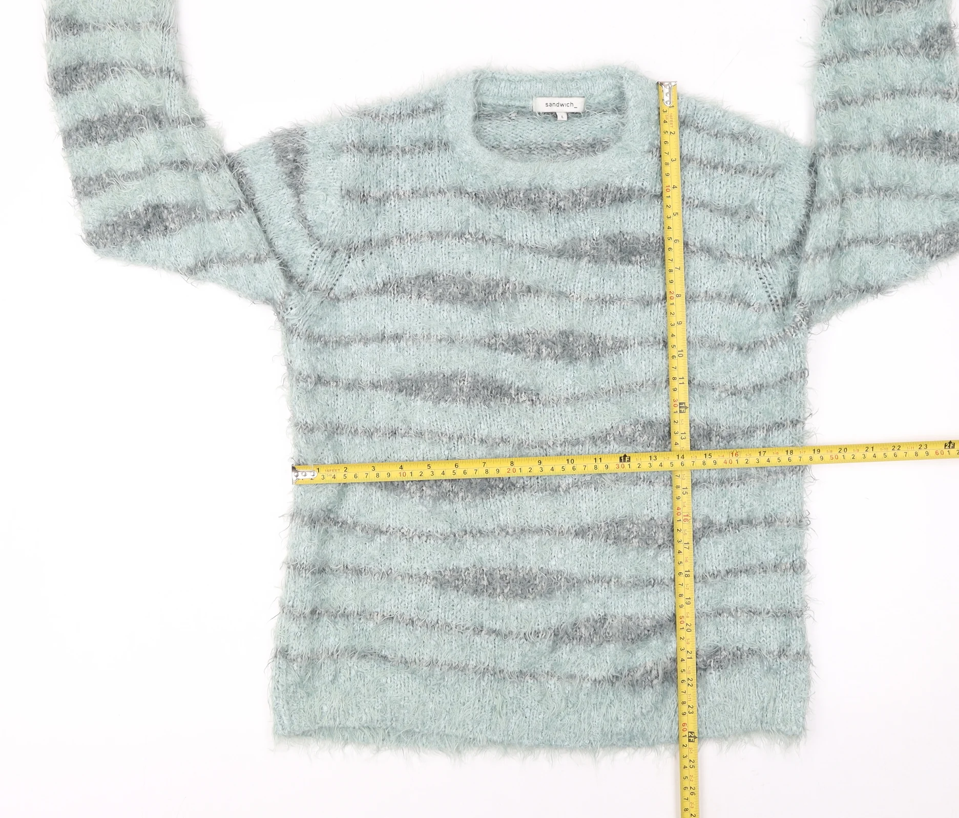 Sandwich Womens Blue Striped Chunky Knit Pullover Jumper Size L - Image 2