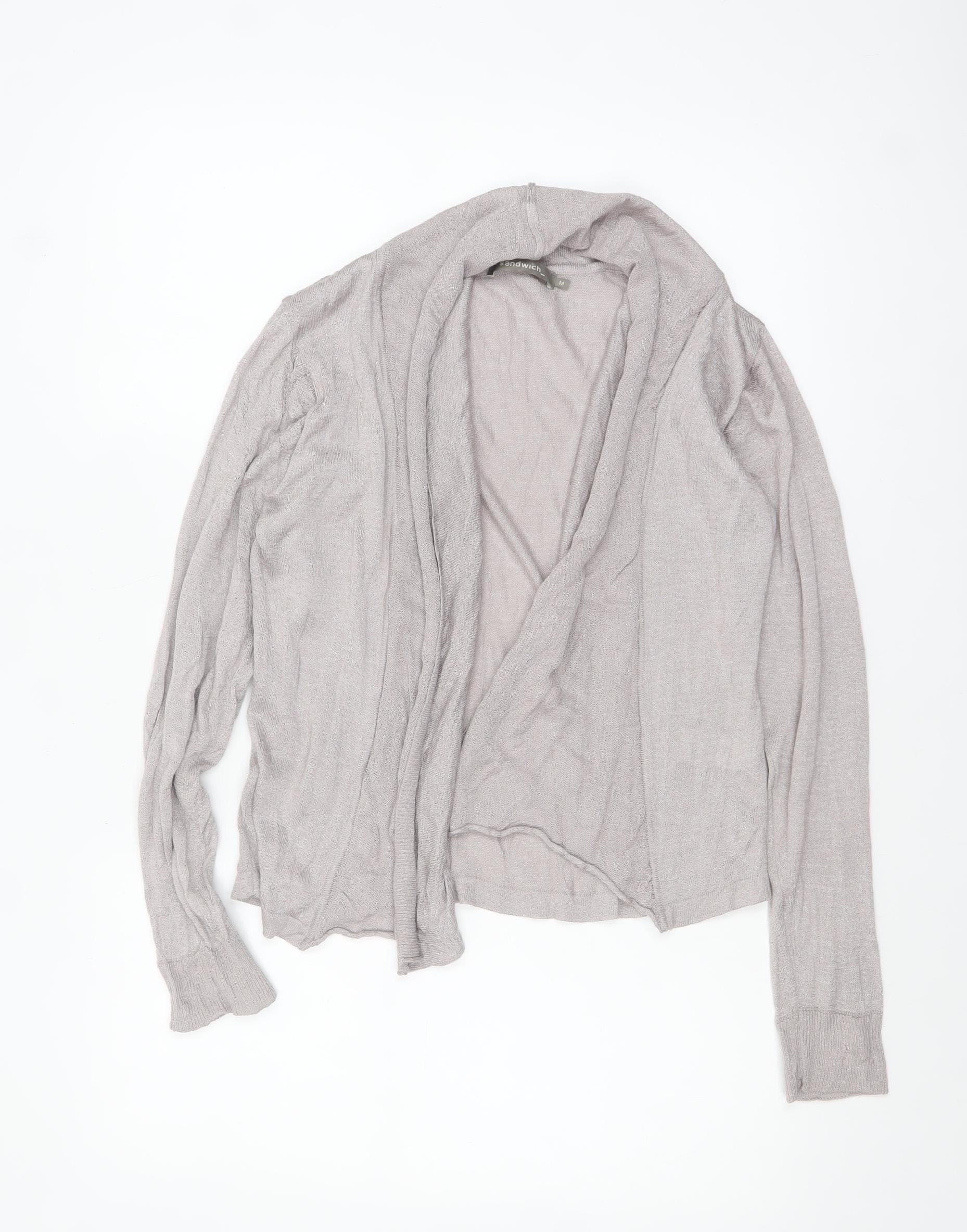 Sandwich Womens Grey Open Knit Long Sleeve Cardigan M