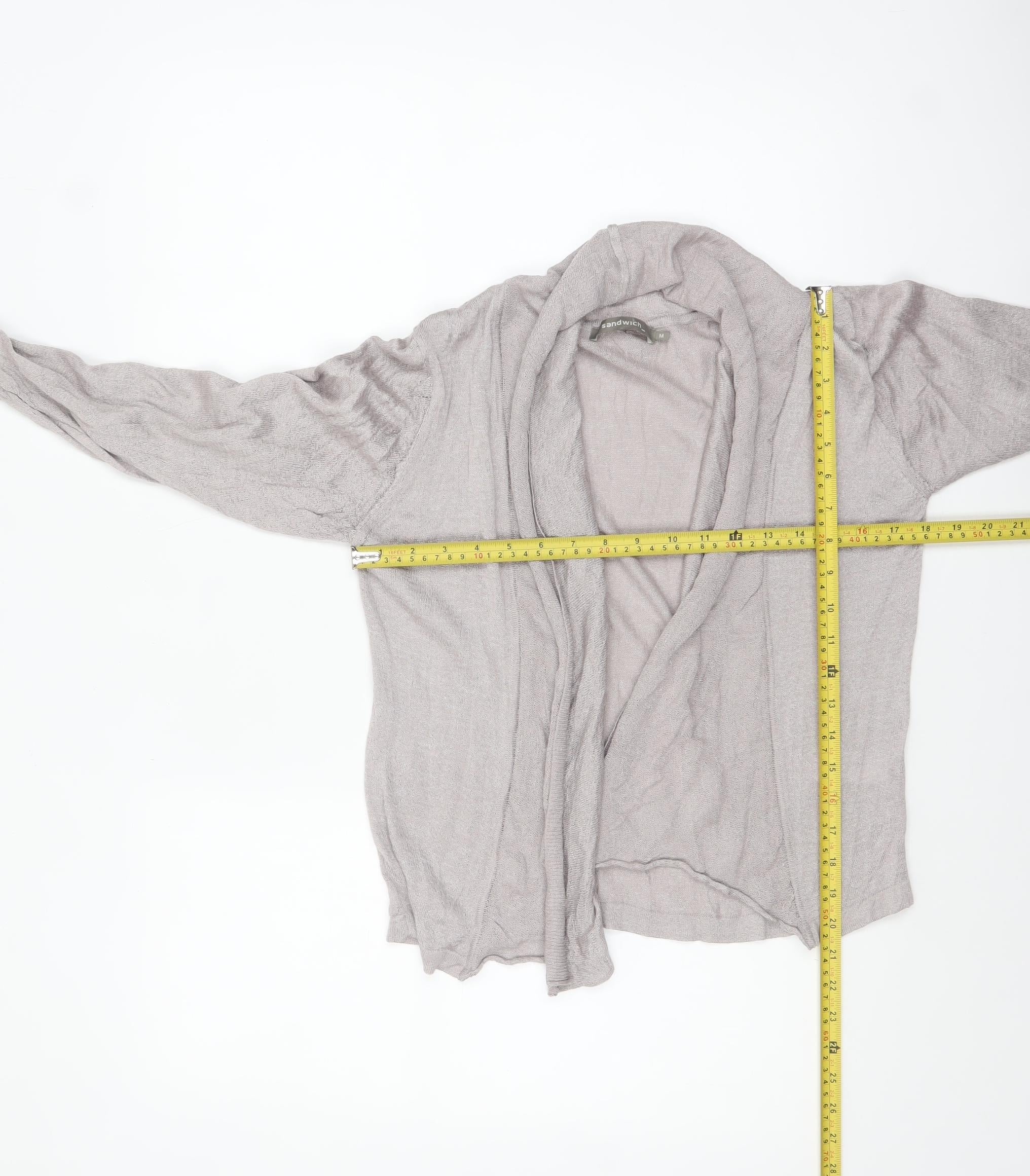 Sandwich Womens Grey Open Knit Long Sleeve Cardigan M - Image 2
