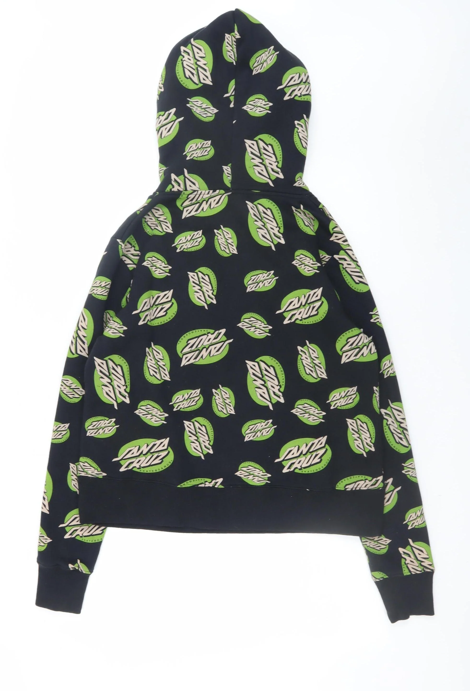 Santa Cruz Women's Black Green Logo Hoodie Size 10 Cotton Blend - Image 3
