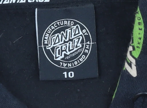 Santa Cruz Women's Black Green Logo Hoodie Size 10 Cotton Blend - Image 4