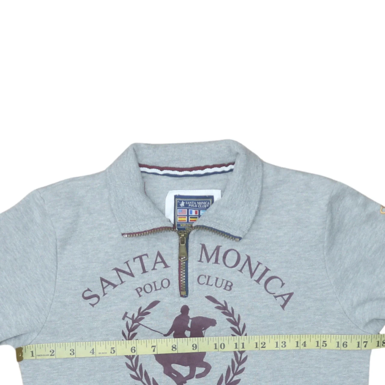 Santa Monica Polo Club Boys Grey 13 Years 1/4 Zip Sweatshirt - Image 2