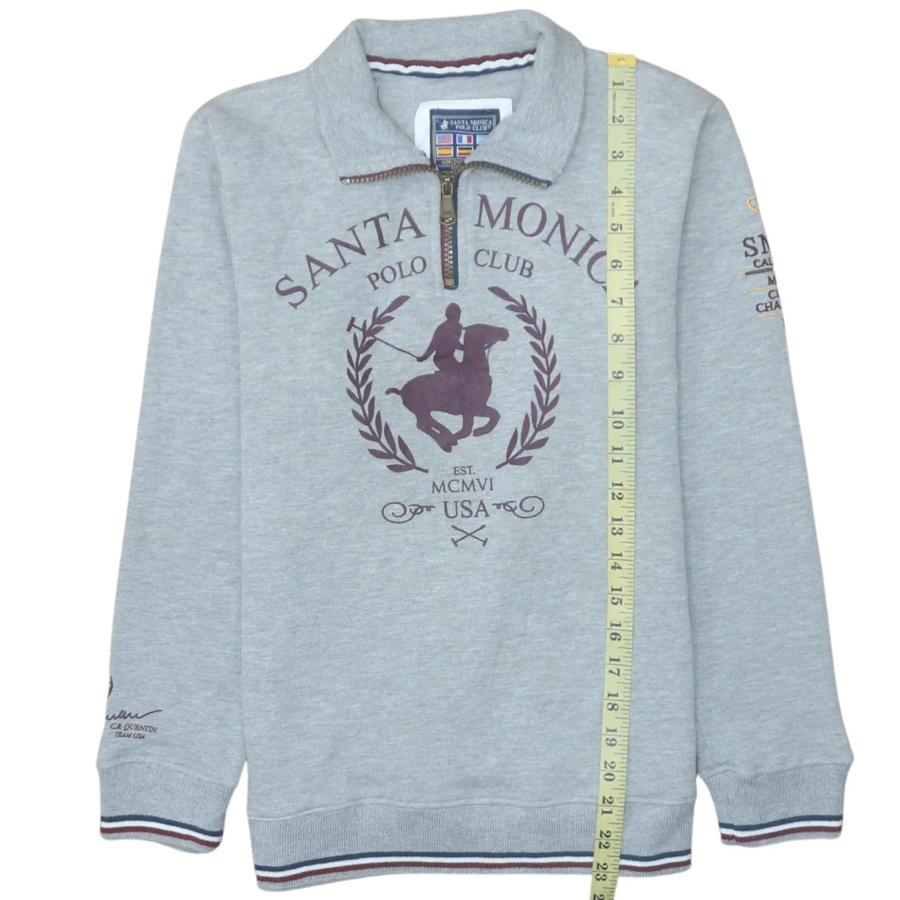 Santa Monica Polo Club Boys Grey 13 Years 1/4 Zip Sweatshirt - Image 3