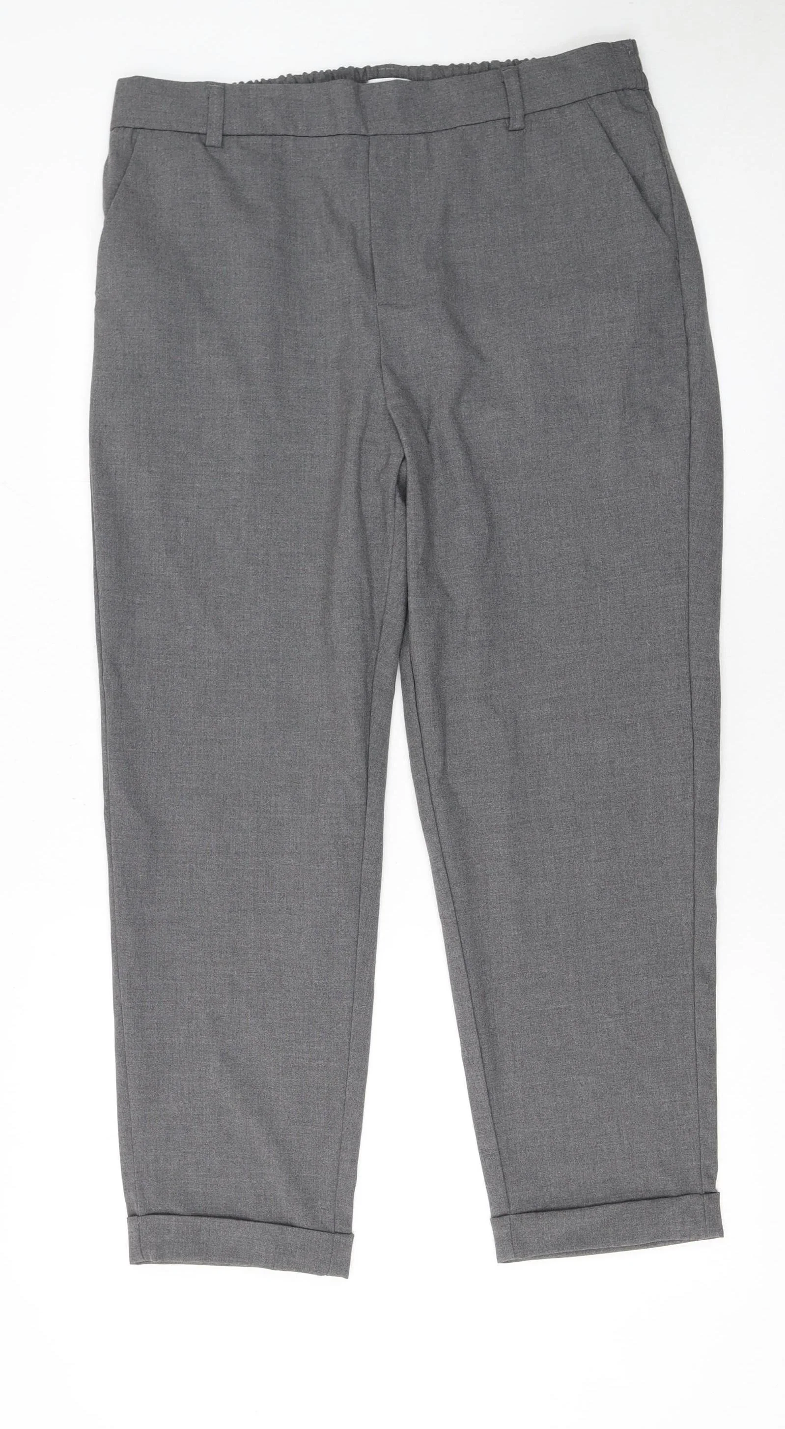 Savida Women's Grey Cropped Straight Trousers Size 16