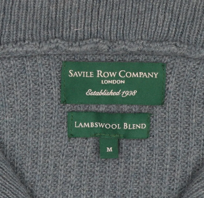 Savile Row Company Men's Blue Lambswool Roll Neck 1/4 Zip Jumper M - Image 4