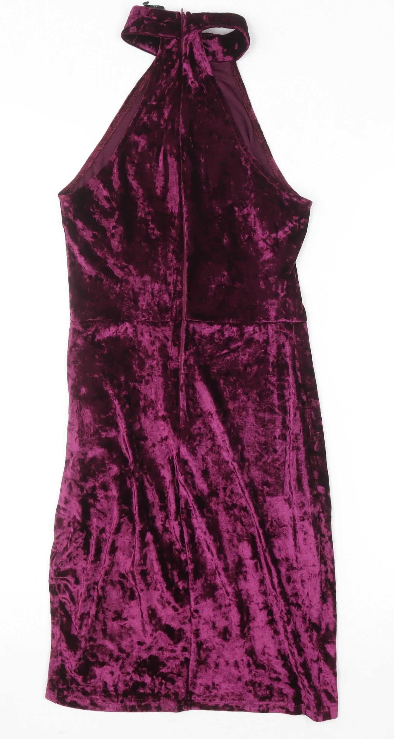 Scarlet Rocks Womens Purple Velvet Bodycon High Neck Dress Size 8 - Image 3