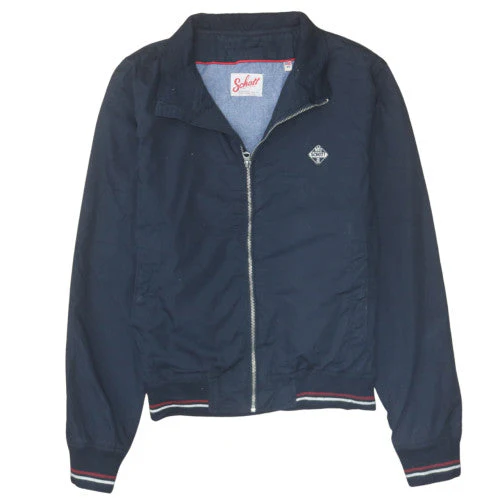 Schott Men's Blue Cotton Bomber Jacket M Classic Casual Zip-Up