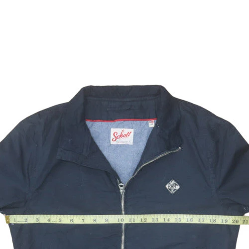 Schott Men's Blue Cotton Bomber Jacket M Classic Casual Zip-Up - Image 2