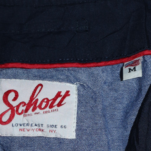 Schott Men's Blue Cotton Bomber Jacket M Classic Casual Zip-Up - Image 5
