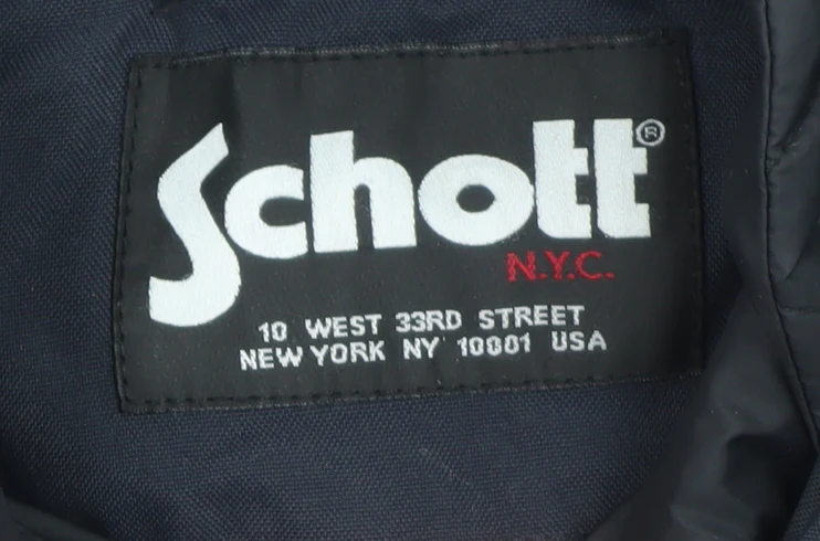 Schott Men's Blue Nylon Bomber Jacket Size M Winter Lined - Image 5