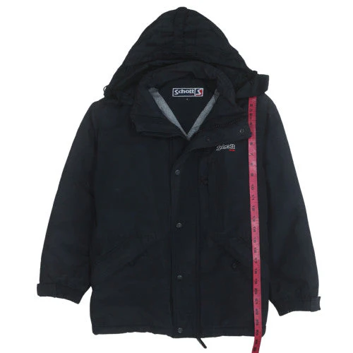 Schott NYC Men's Black Hooded Parka Jacket Size L Waterproof Lined - Image 3