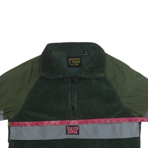 Scotch & Soda Men's Green Corduroy 1/4 Zip Jacket Size M - Image 3