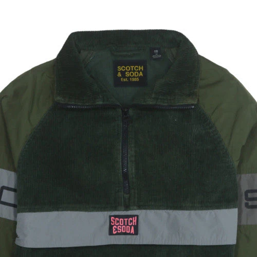 Scotch & Soda Men's Green Corduroy 1/4 Zip Jacket Size M - Image 7