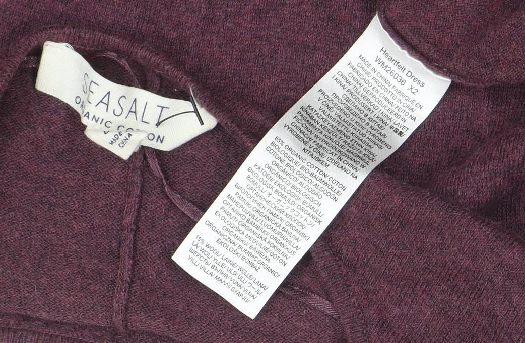 Seasalt Women Purple Size 8 A-Line Knit Cotton Wool Dress - Image 5