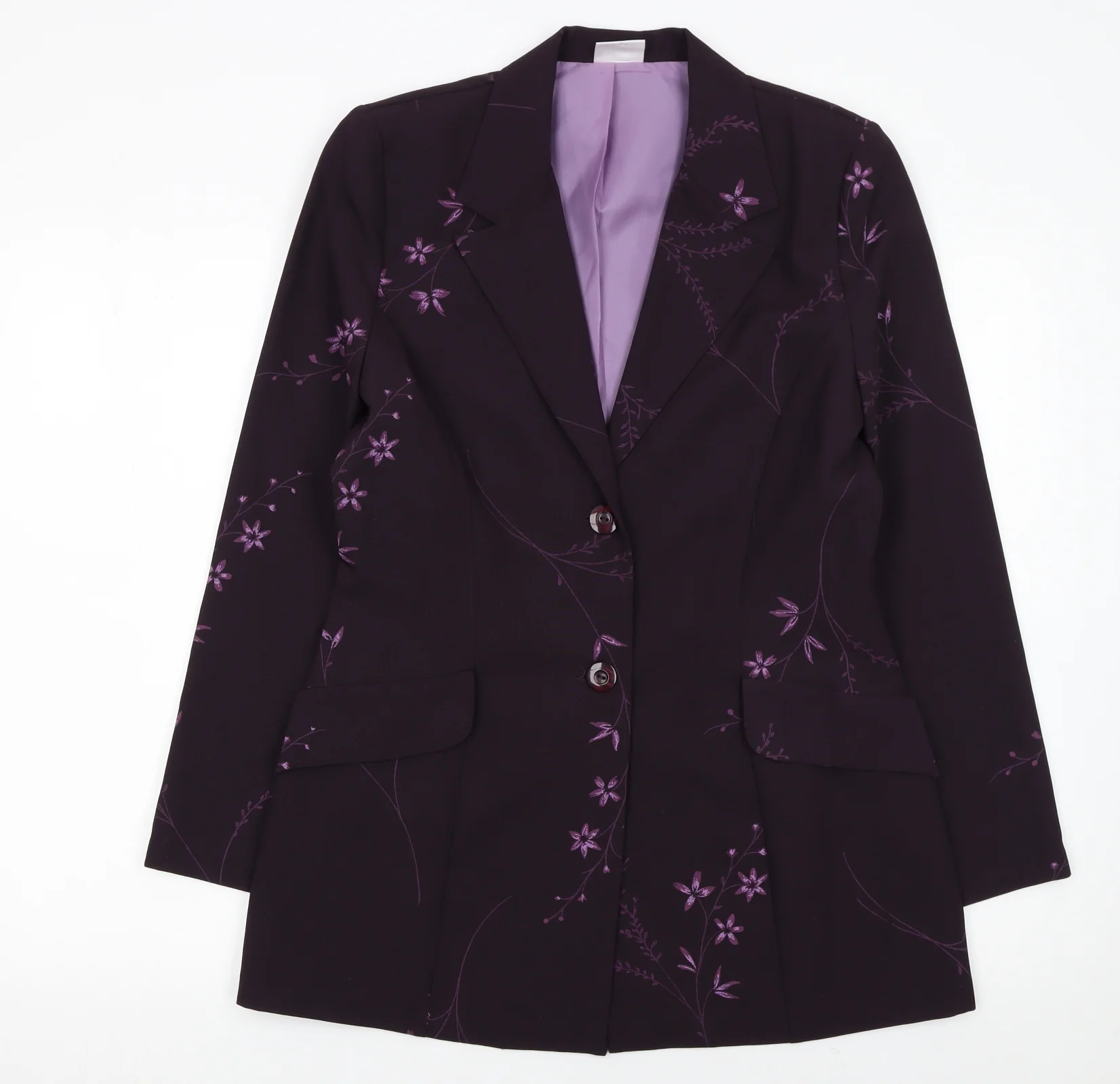 Select Women’s Purple Floral Single-Breasted Blazer Size 12