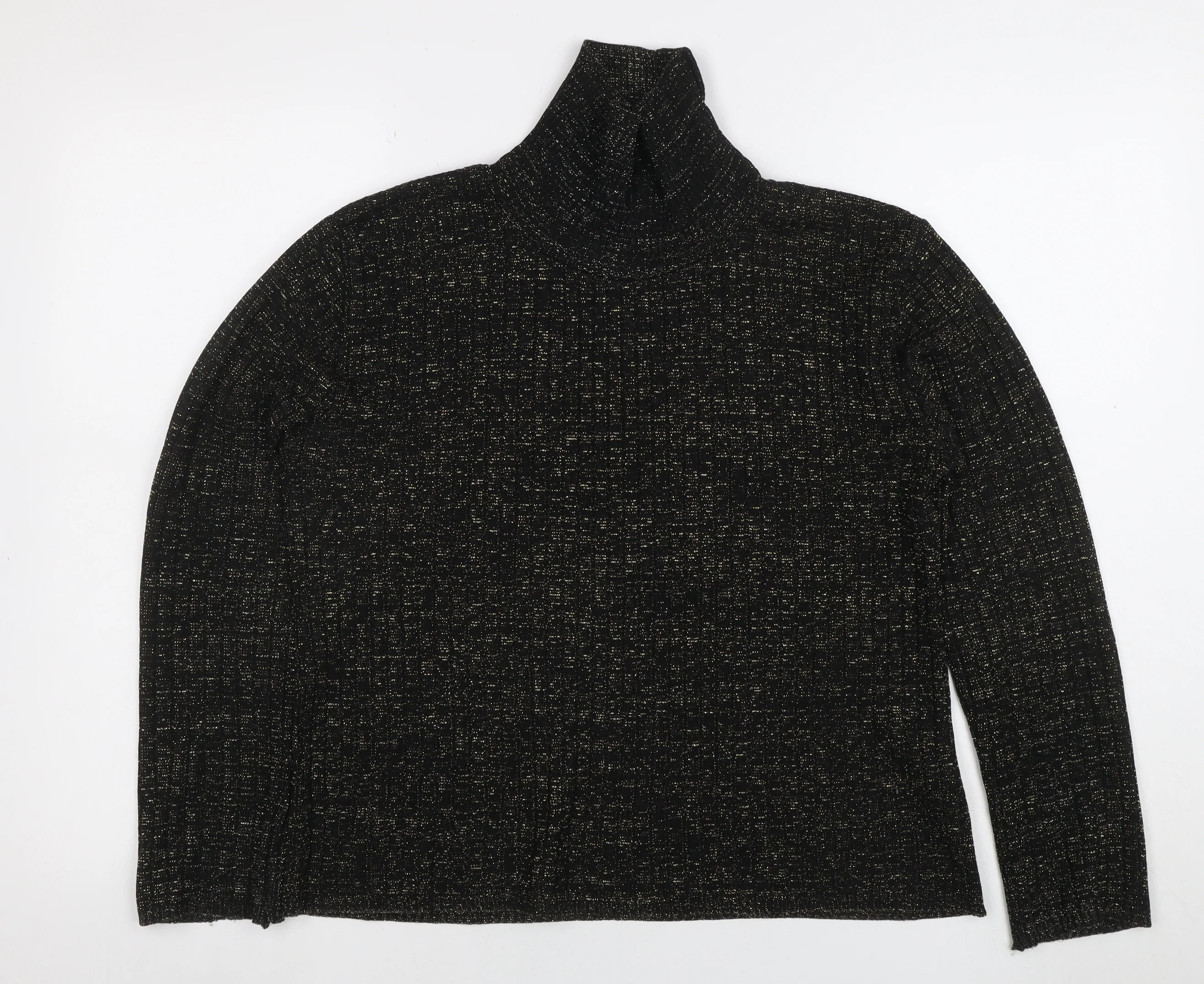 Select Women's Black Roll Neck Glitter Knit Jumper Size 16