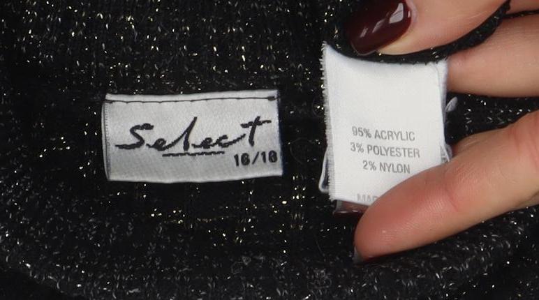 Select Women's Black Roll Neck Glitter Knit Jumper Size 16 - Image 4