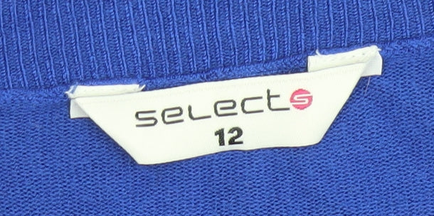 Select Women's Blue V-Neck 3/4 Sleeve Pullover Jumper Size 12 - Image 4