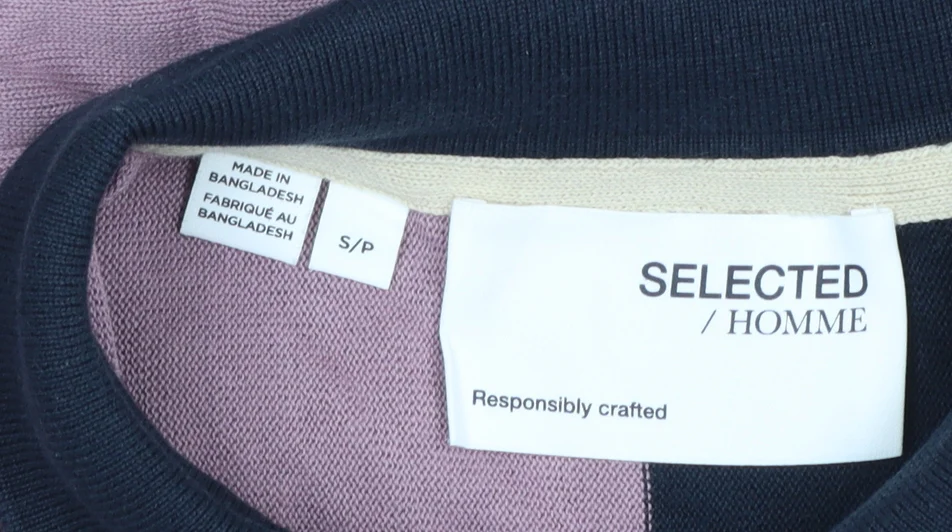 Selected Homme Men’s Colourblock Polo Shirt Black Beige Purple Size S - Image 4