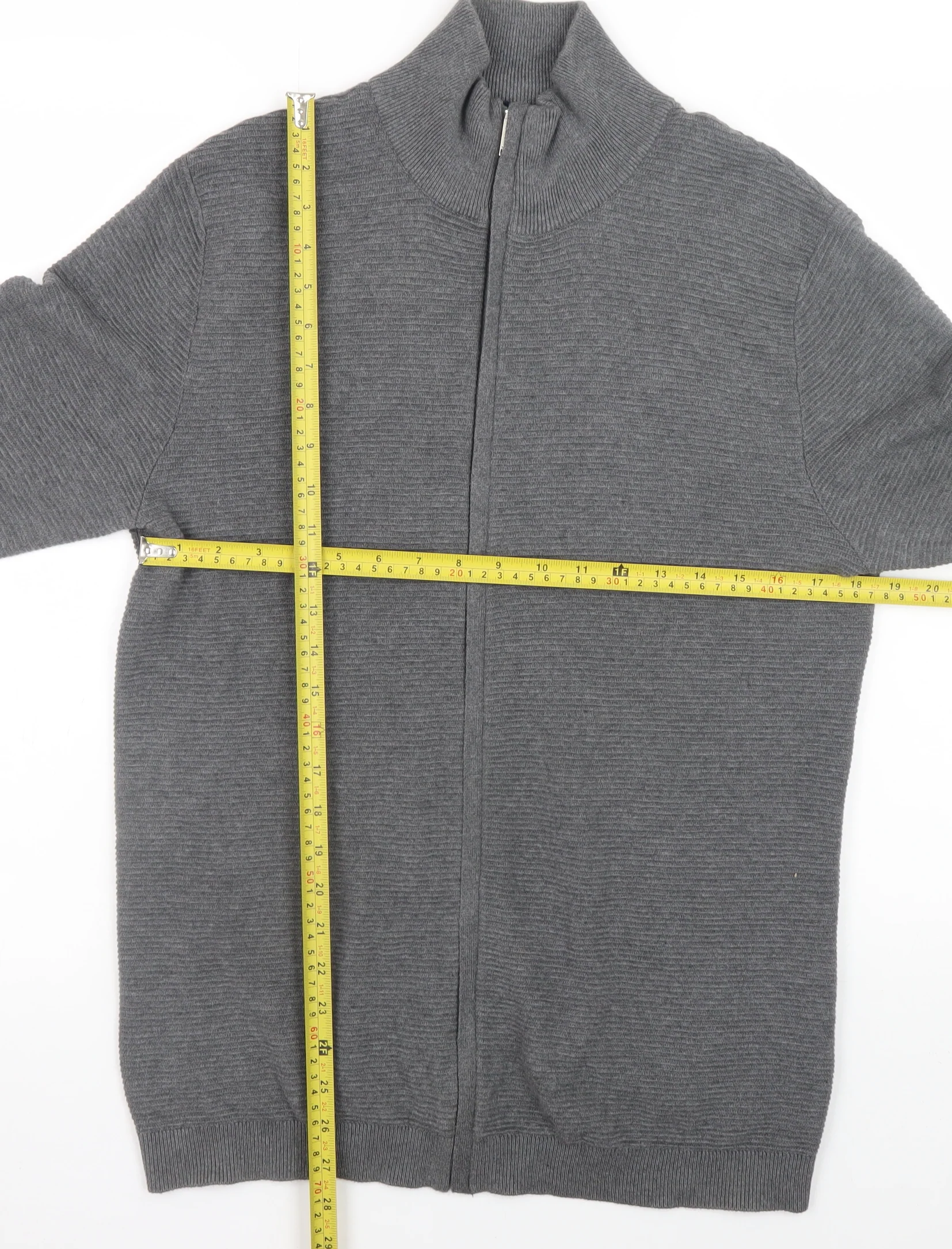 Selected Homme Men's Grey Full Zip High Neck Cotton Jumper Size M - Image 2