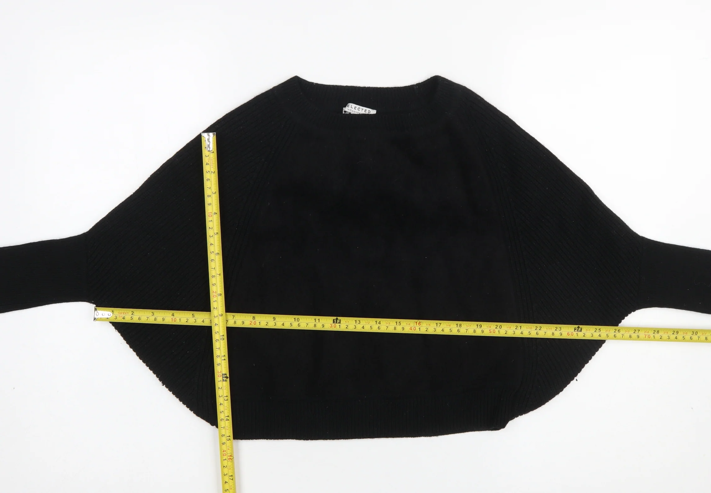 SELECTED Womens Black Wool Blend Dolman Sleeve Pullover Jumper M - Image 2